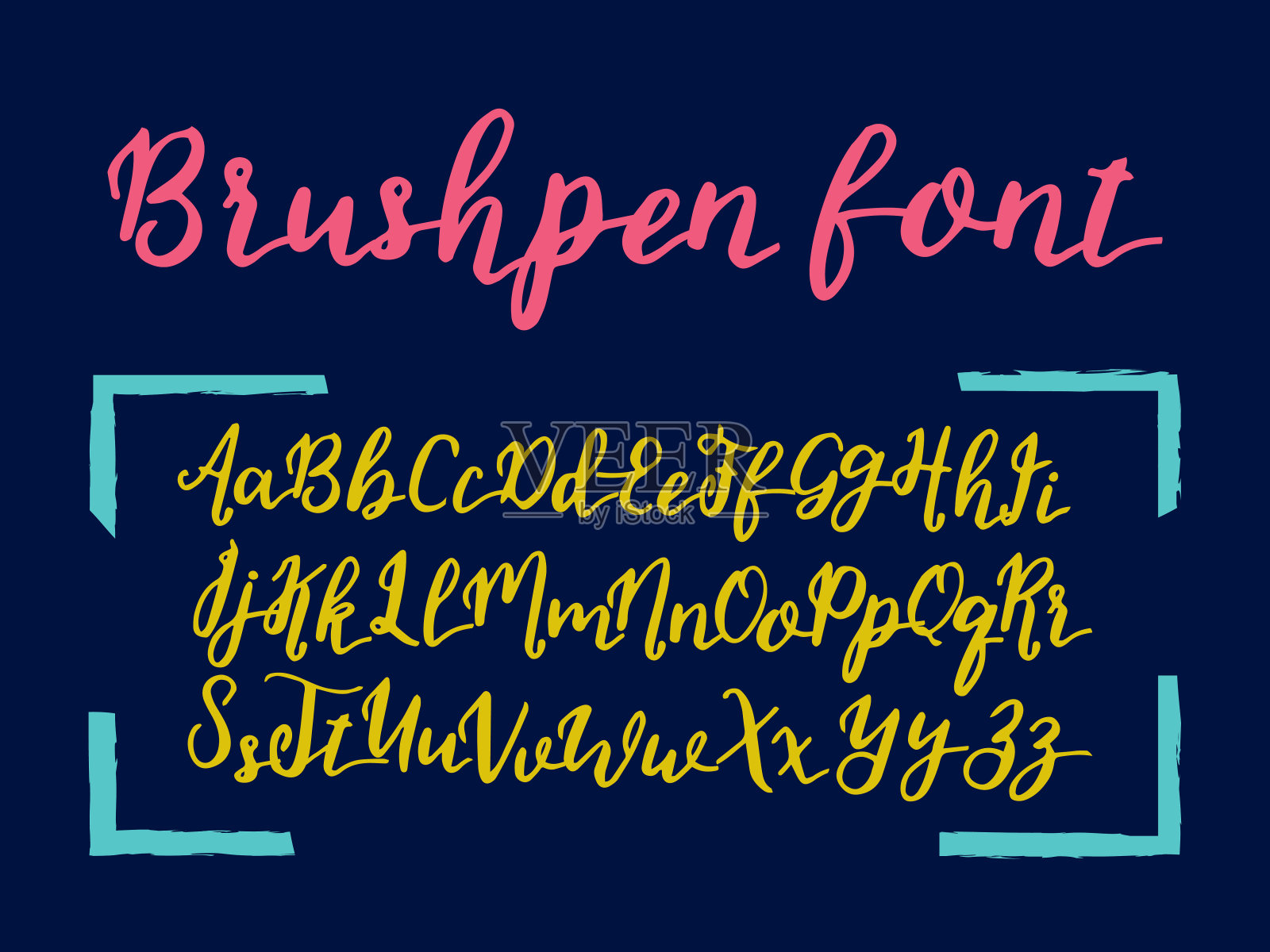 矢量手绘字母。Brushpen信件。老式字体插画图片素材