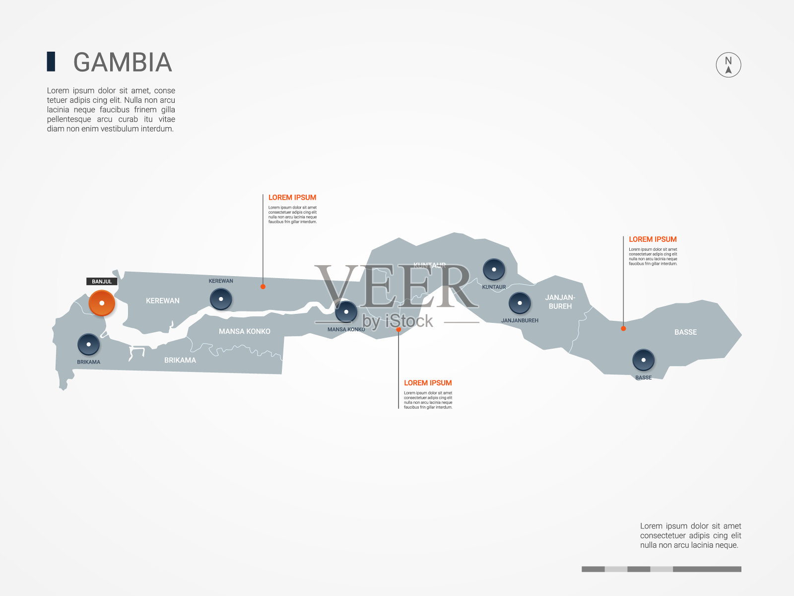 冈比亚信息图地图矢量插图。插画图片素材