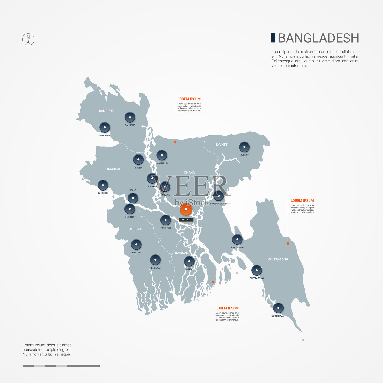 孟加拉国信息图地图矢量插图。插画图片素材