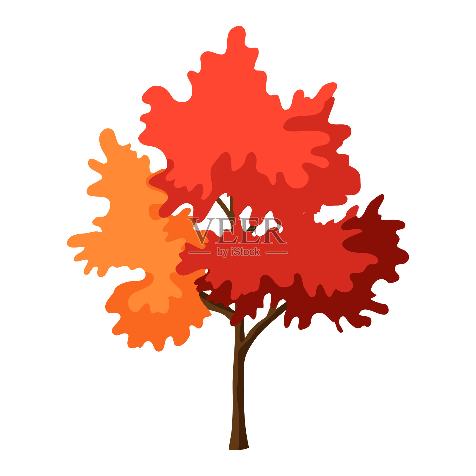 秋天的树。简单风格的插图插画图片素材
