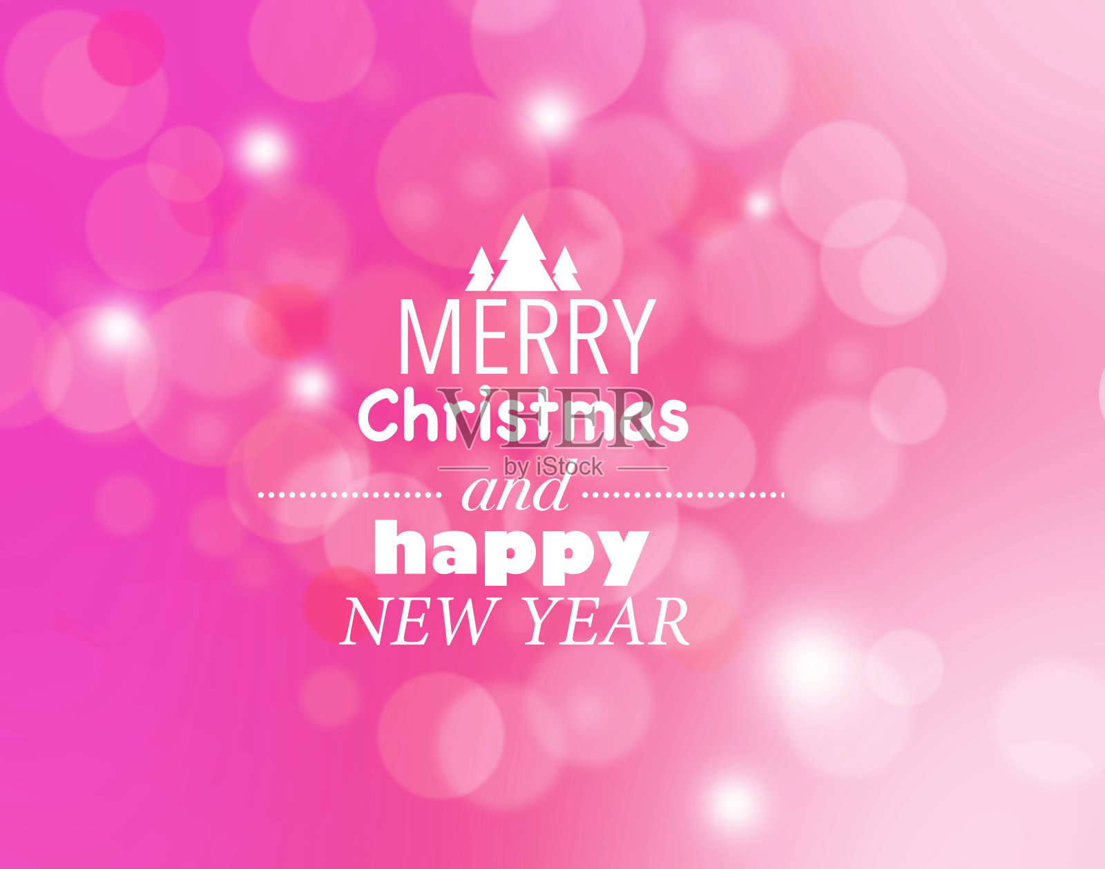 粉红色圣诞快乐和新年贺卡设计模板素材