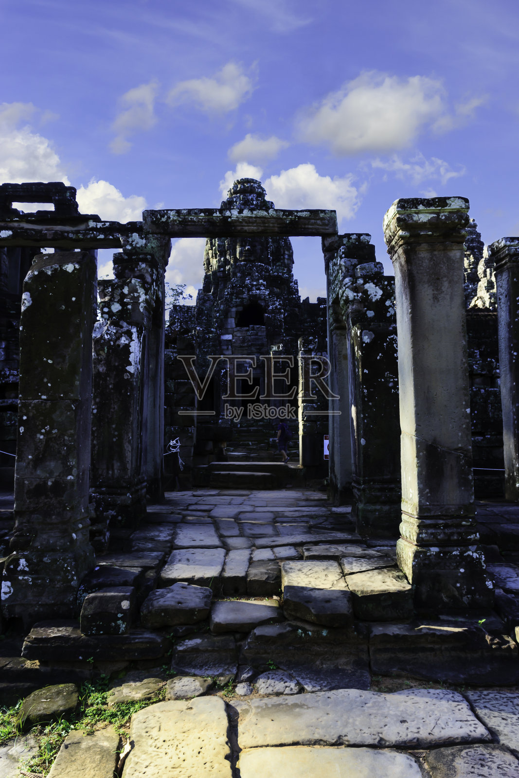 在暹粒的巴戎神庙废墟照片摄影图片