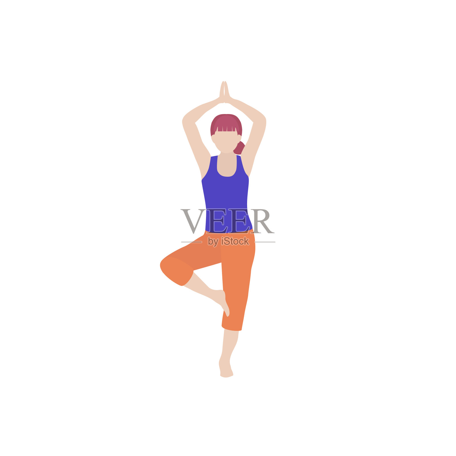 矢量插图的女人做瑜伽姿势海报设计，横幅。健康的活动。插画图片素材