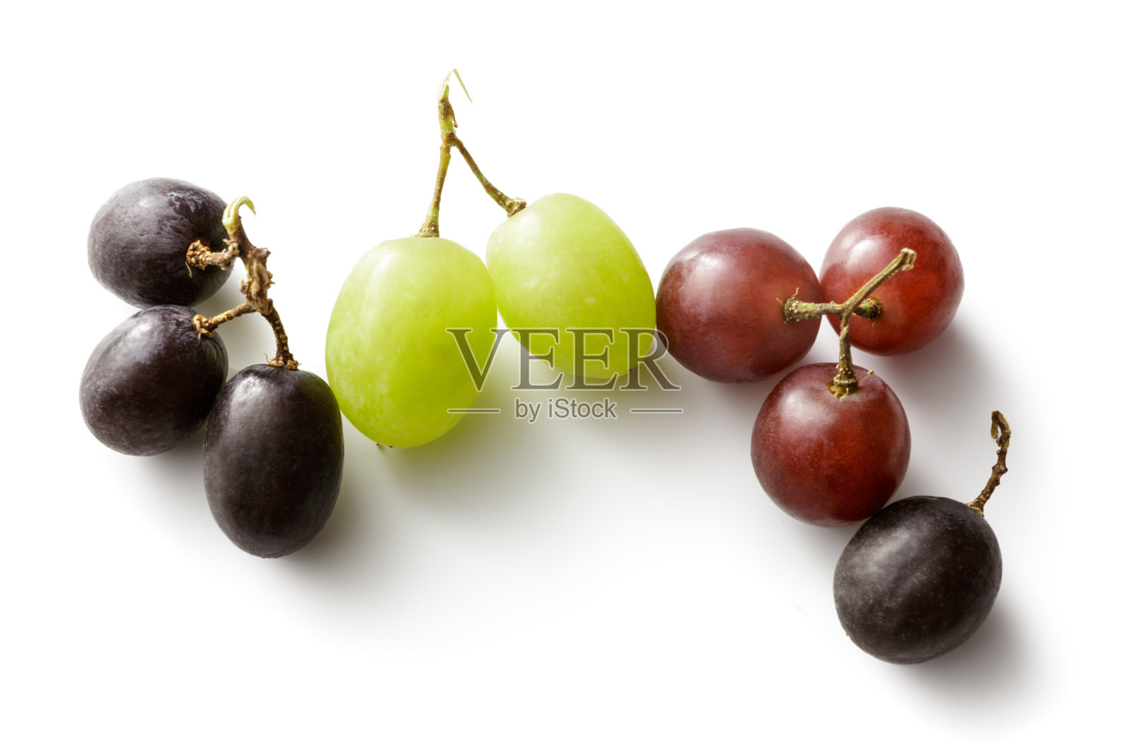 果实:在白色背景上分离的葡萄品种照片摄影图片