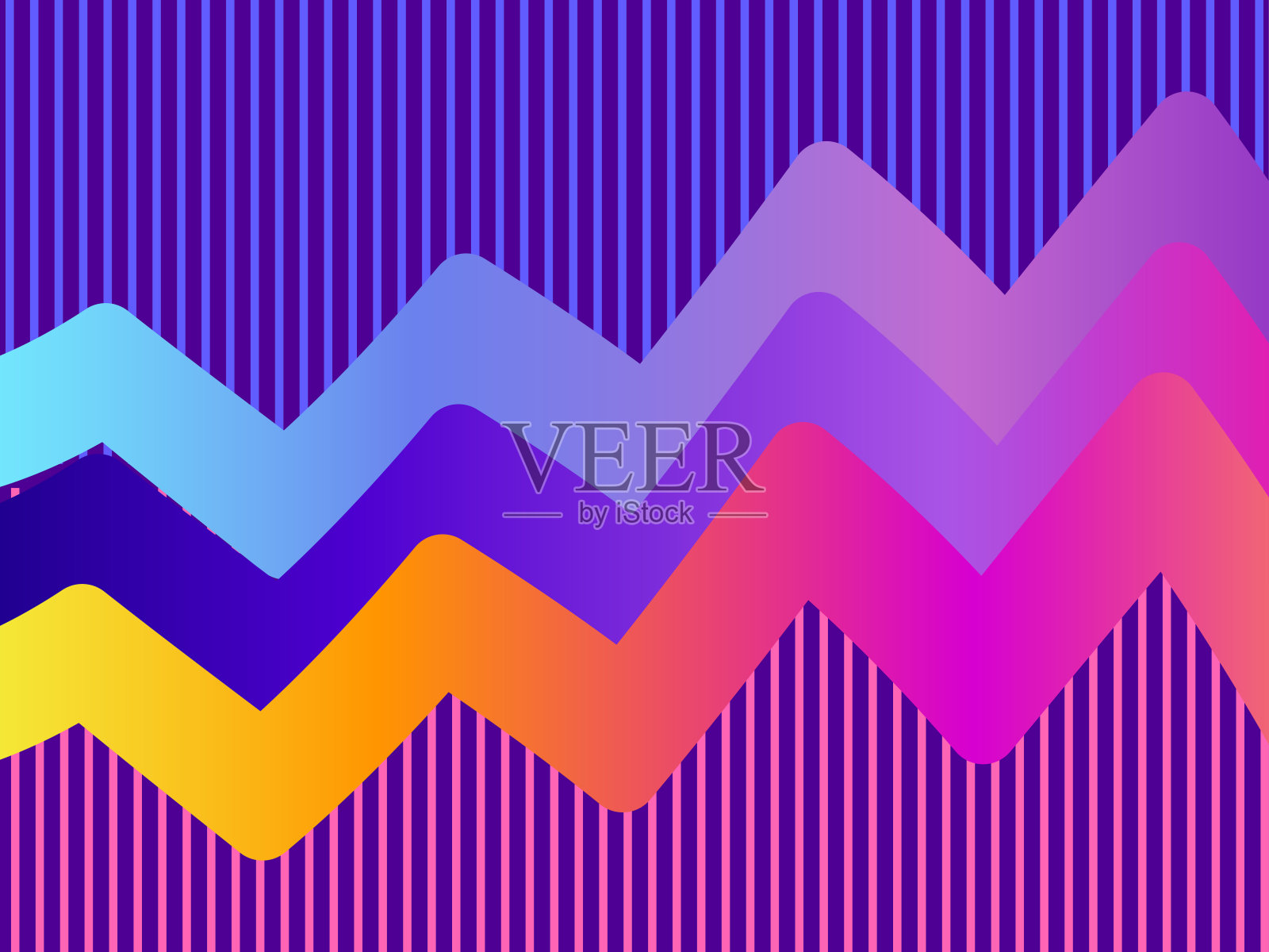 液体波，紫色梯度。现代趋势背景。Synthwave,未来主义的背景。Retrowave。矢量图插画图片素材
