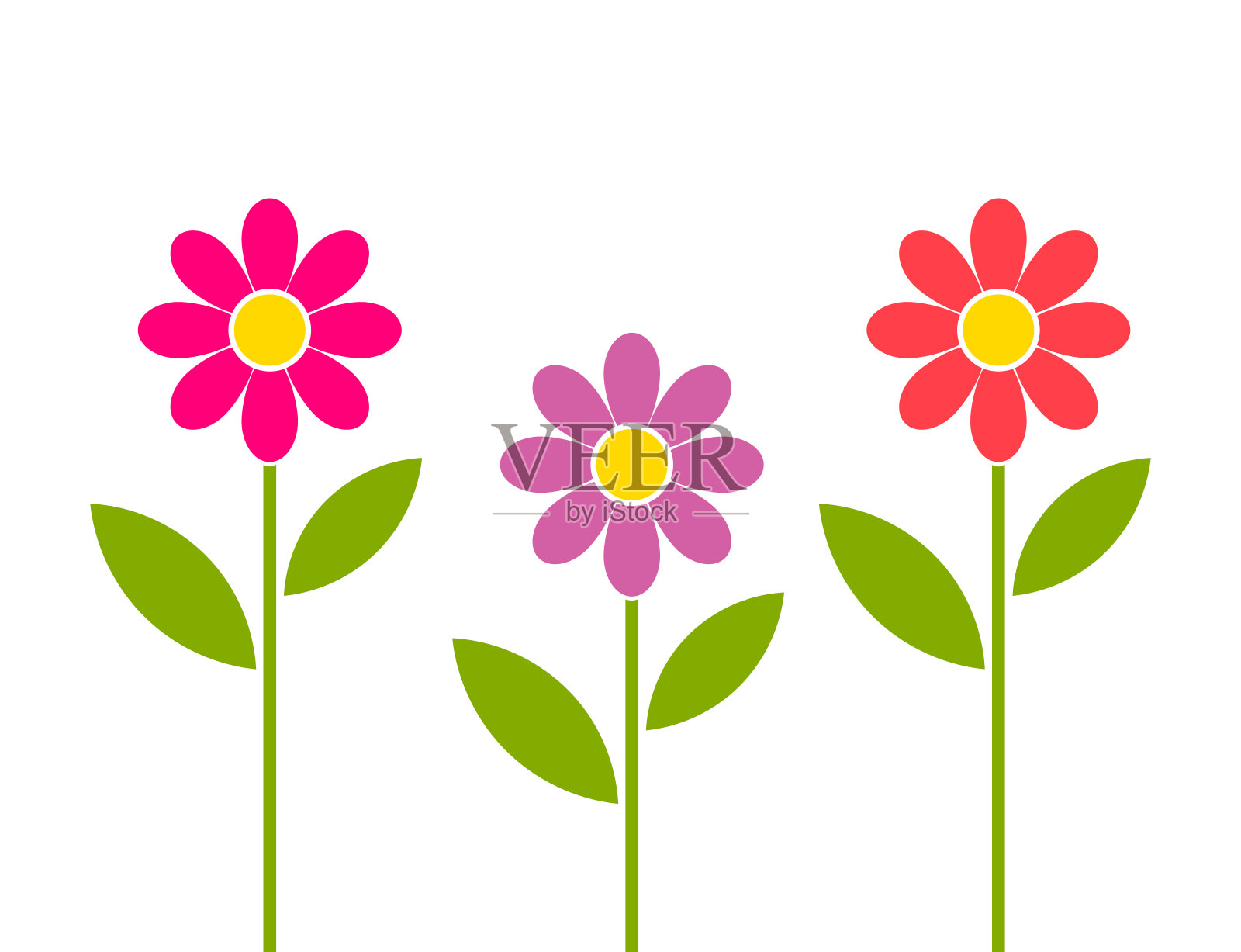 花园里有粉红色、红色和紫色的雏菊花。插画图片素材