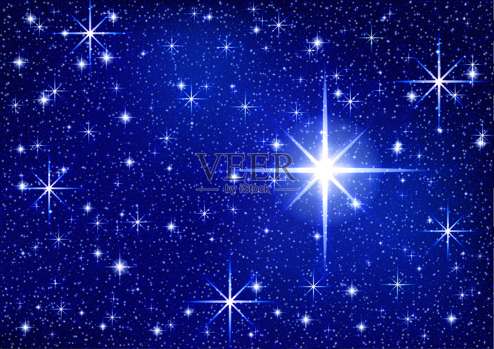 Starry sparkle vector background with twinkle stars. Сlean night blue sky for holiday插画图片素材