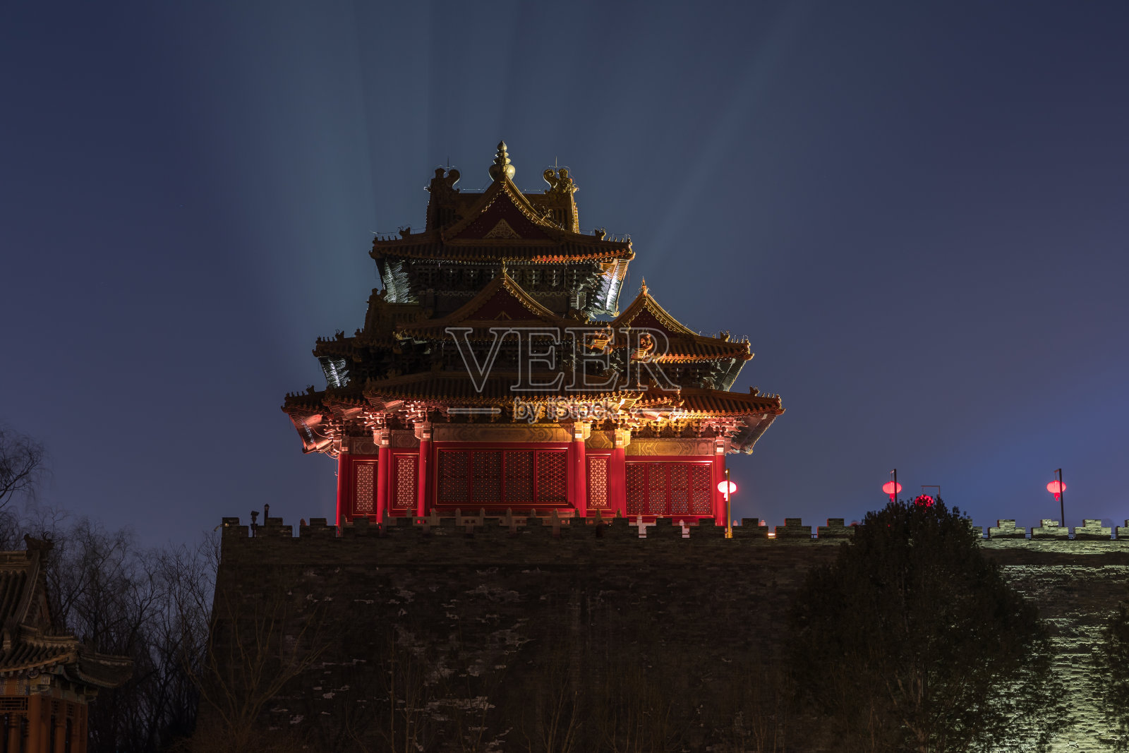 北京紫禁城角楼夜光秀照片摄影图片