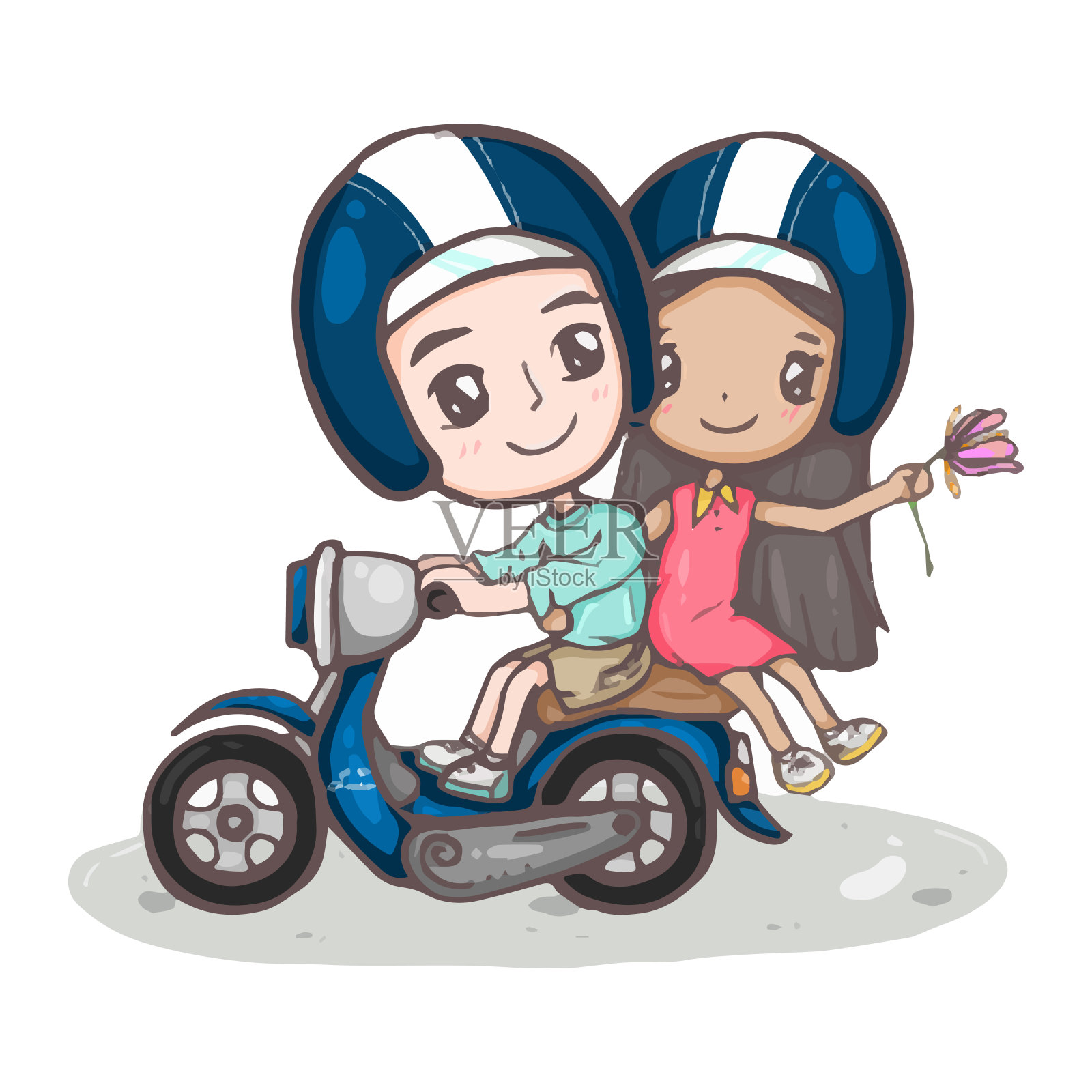 骑摩托的小孩动漫图片图片