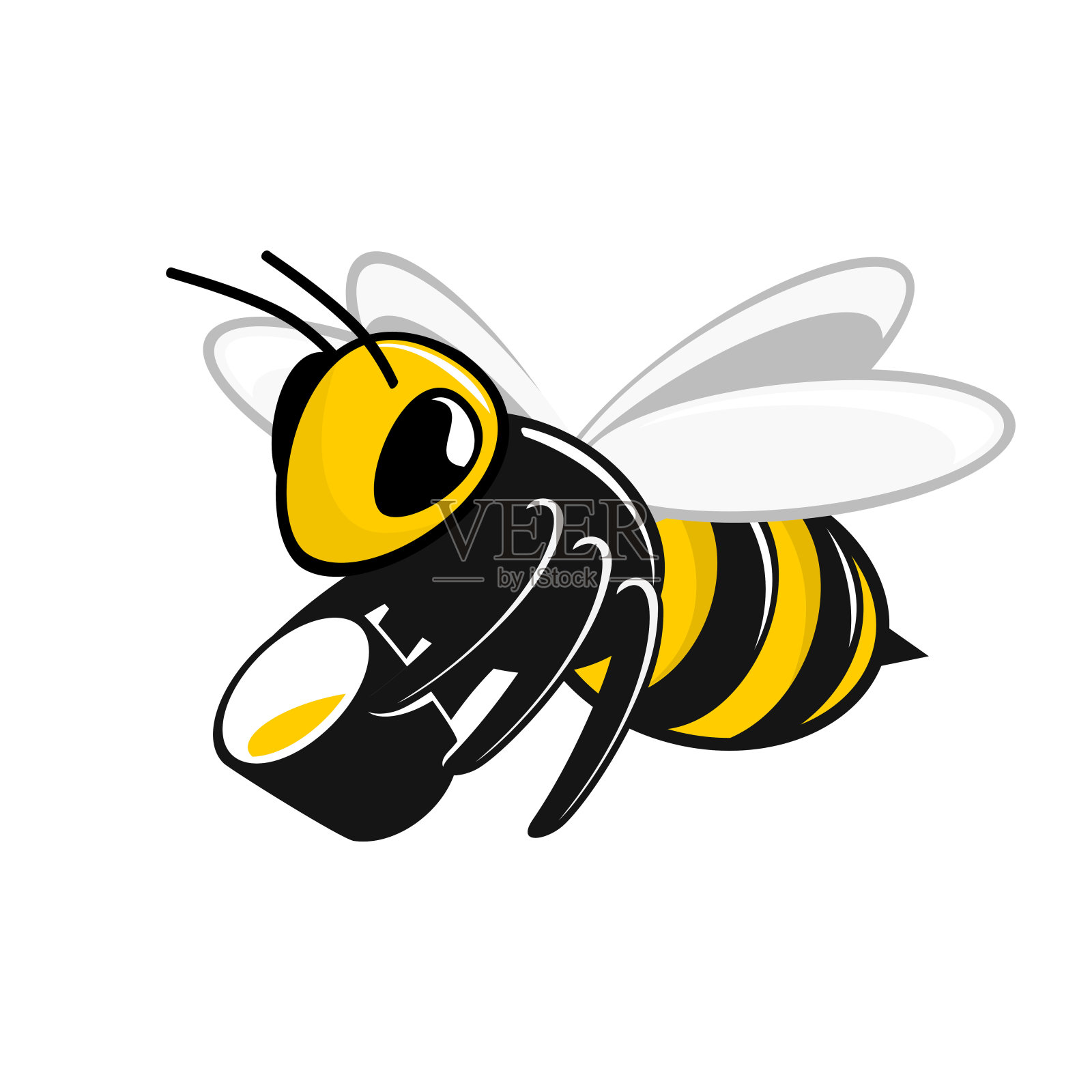 一只蜜蜂和一桶蜂蜜。设计元素图片
