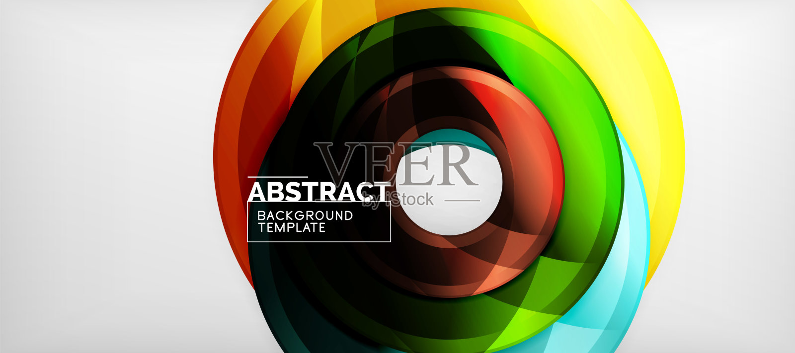现代几何圆抽象背景，彩色圆形与阴影效果插画图片素材