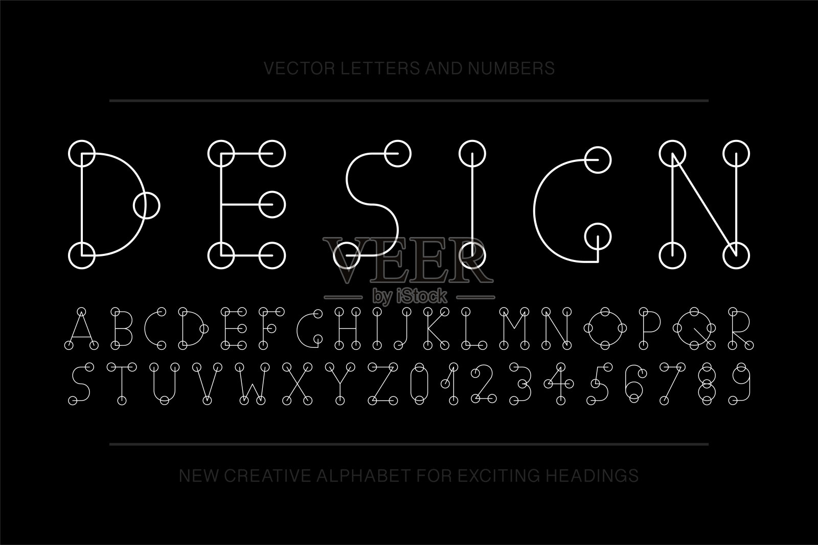 矢量设计师的极简字体。时尚的英语创意字母表。简单的拉丁字母和数字插画图片素材