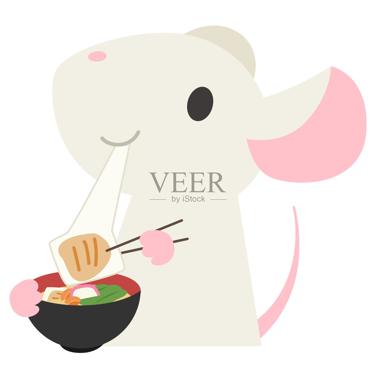 老鼠在喝年糕汤插画图片素材