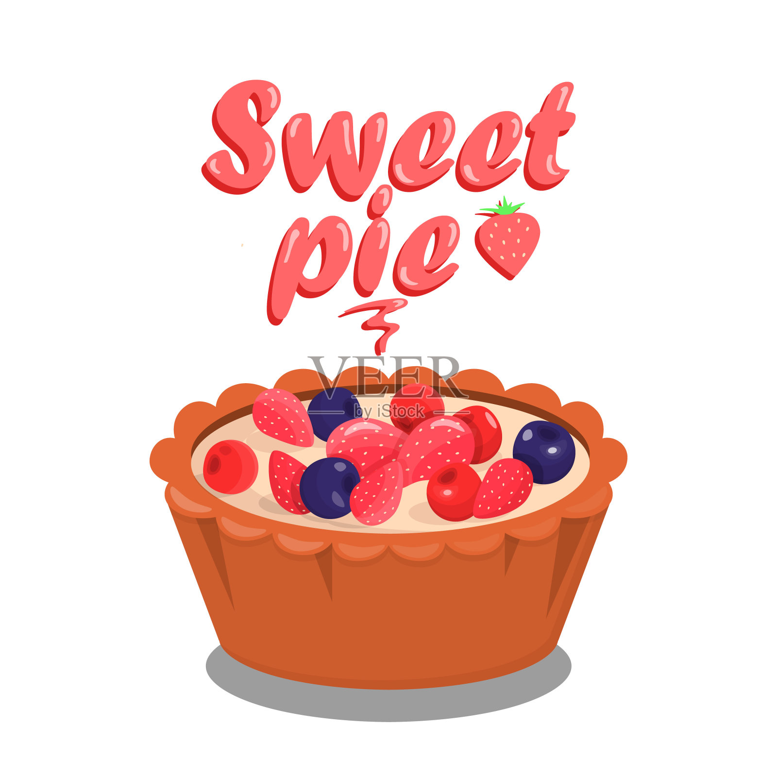 美味浆果蛋糕卡通社交媒体横幅插画图片素材