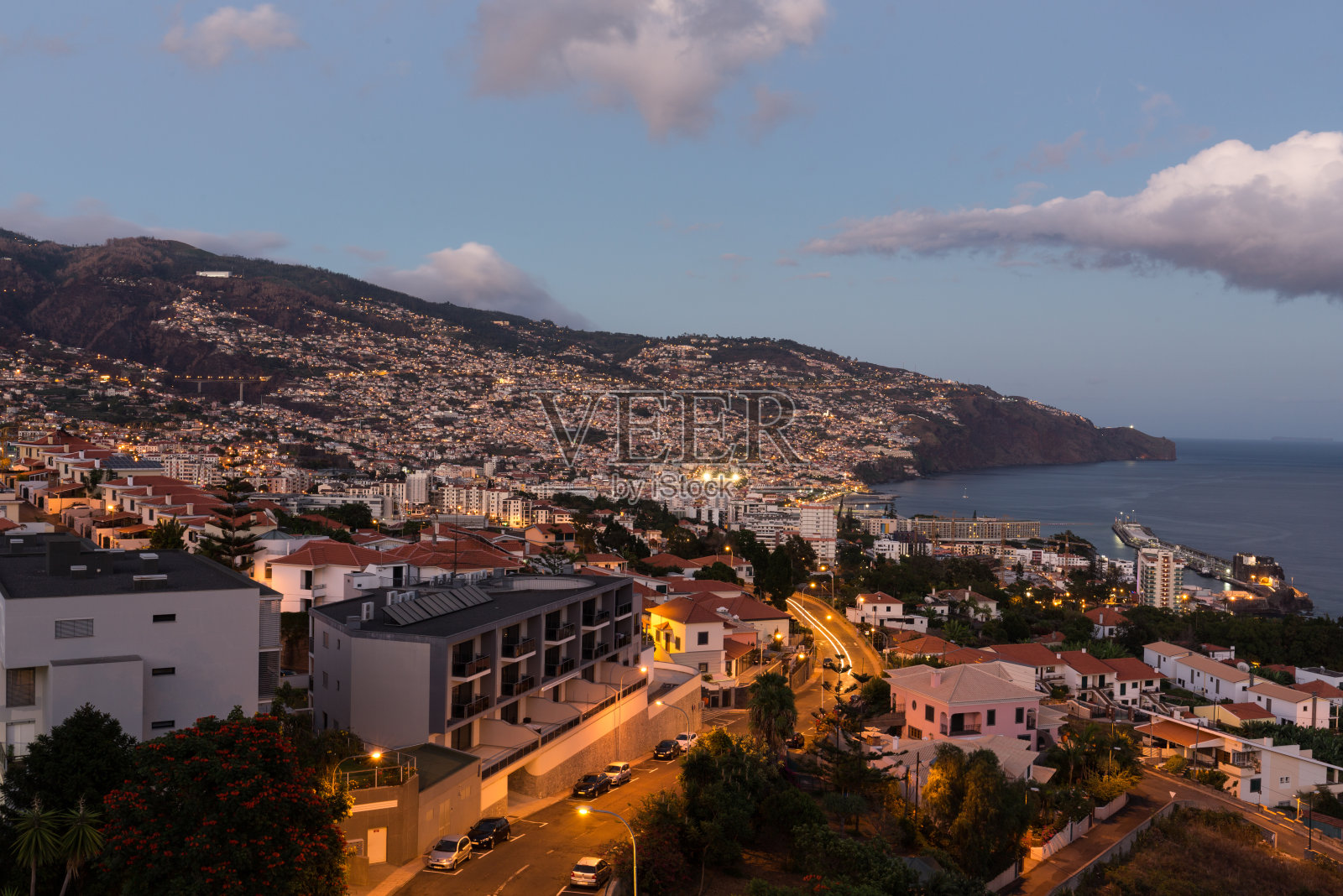 马德拉岛的Funchal全景。葡萄牙照片摄影图片