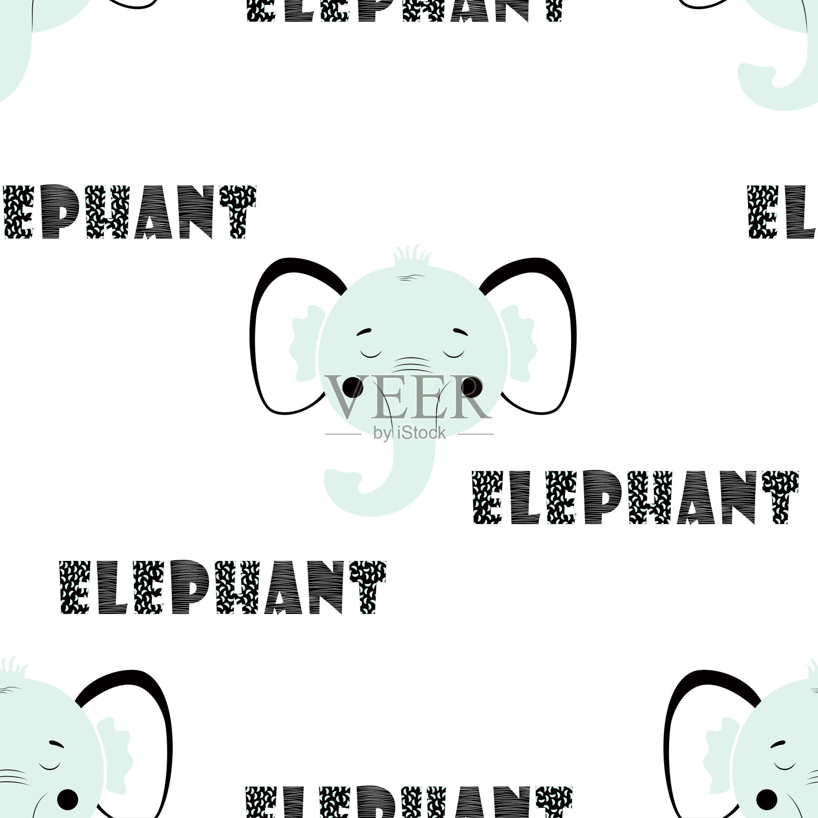 大象无缝图案插画图片素材