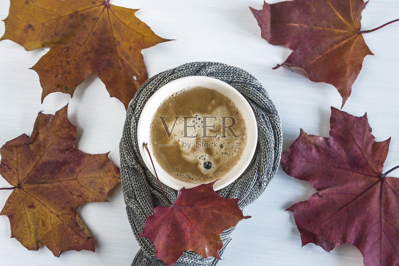 咖啡休息在秋日的概念照片摄影图片