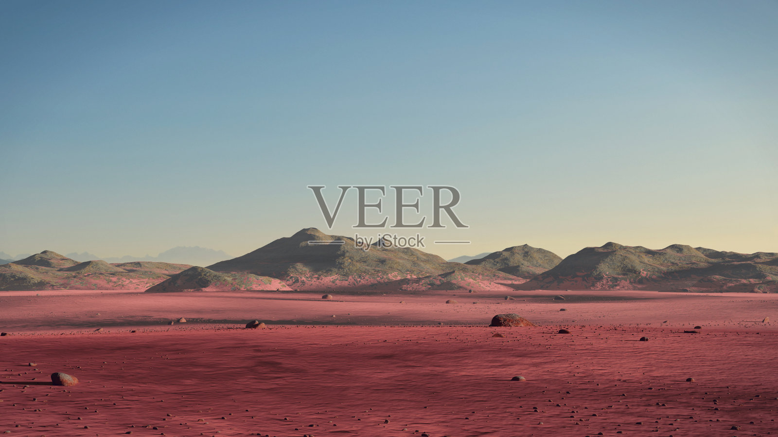 火星的景观，沙漠和山脉的红色星球的表面照片摄影图片