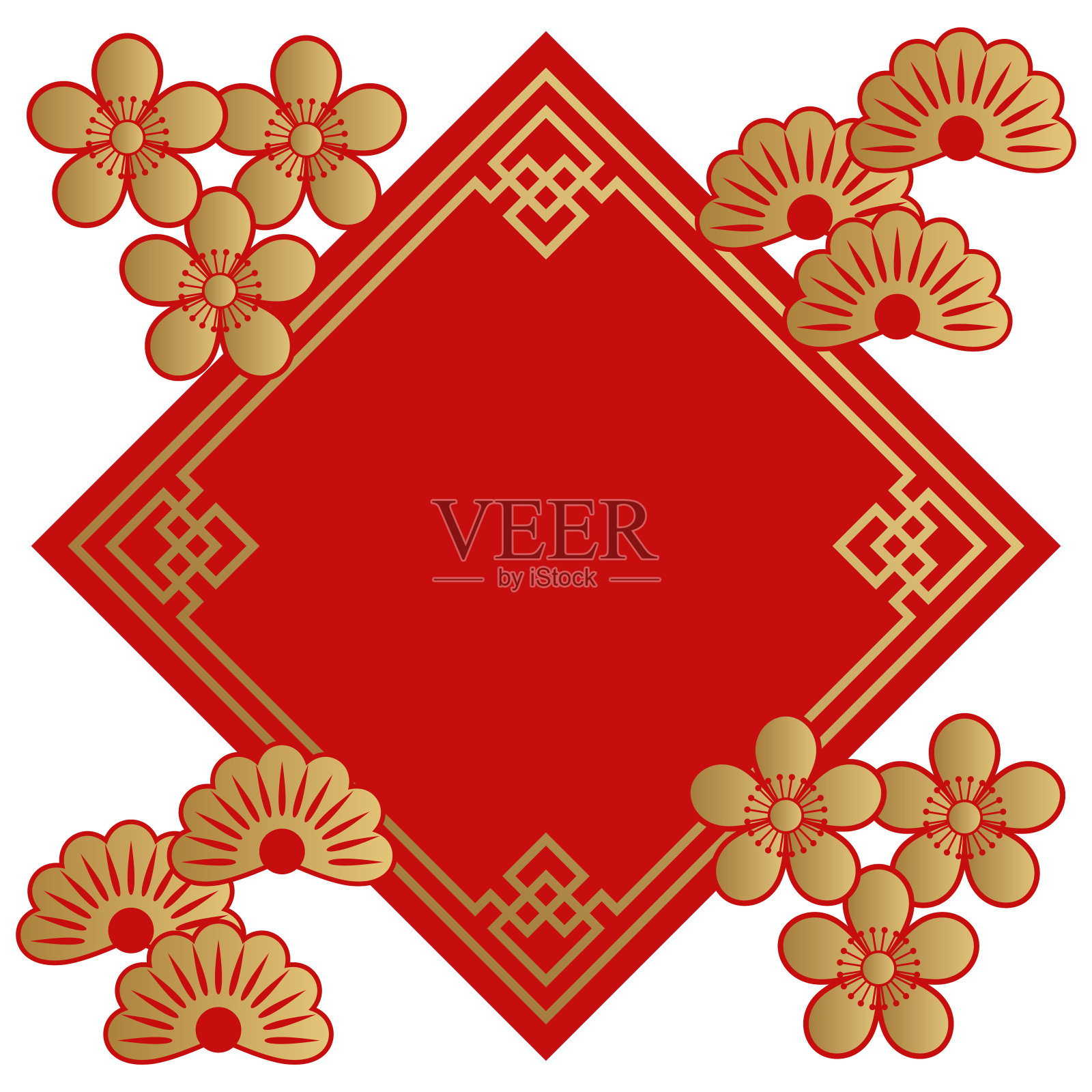 春节的框架设计。中国装饰。远东地区的形象。中式画框。插画图片素材