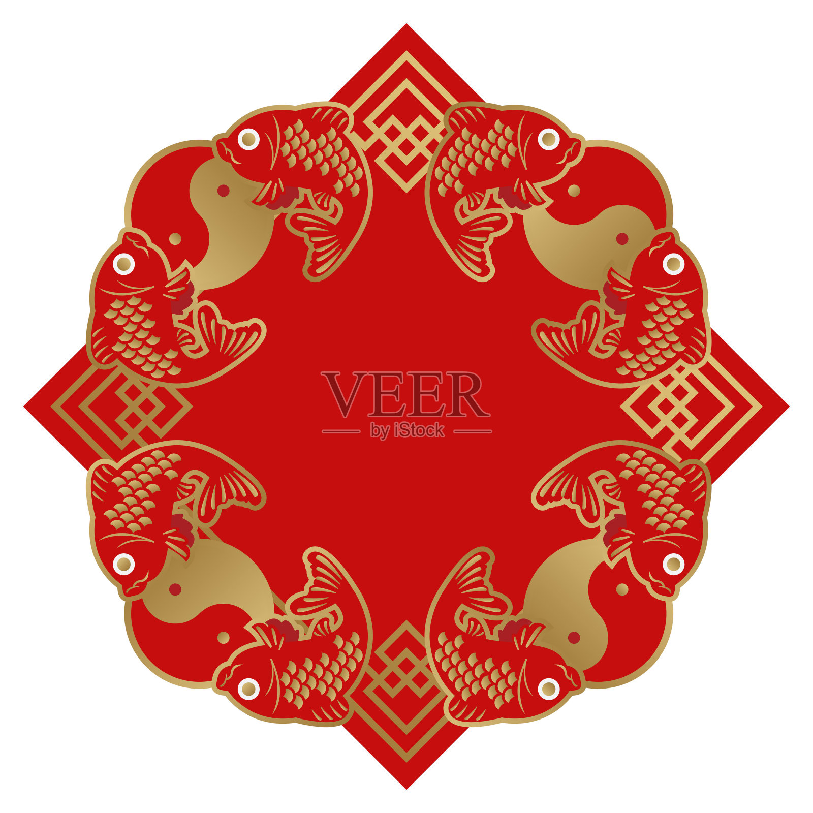 春节框架设计。中国装饰。远东形象。中国风格的相框。插画图片素材