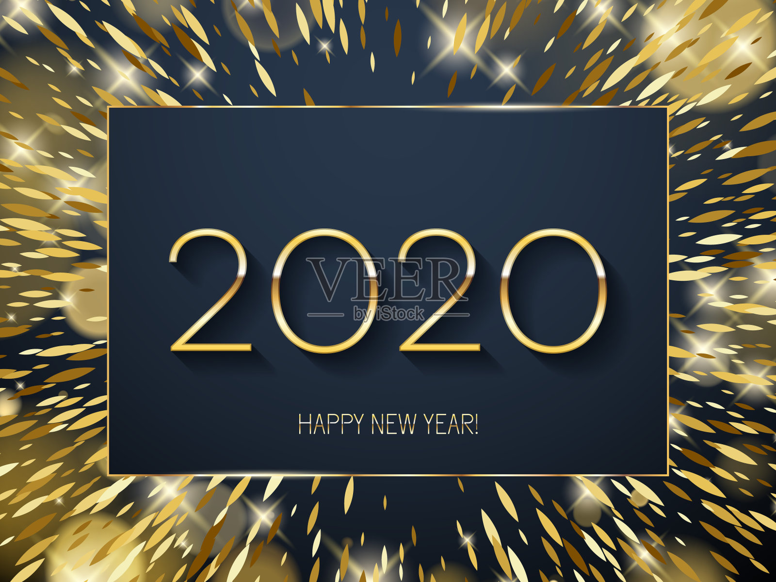 金色辉光2020新年矢量插图。插画图片素材