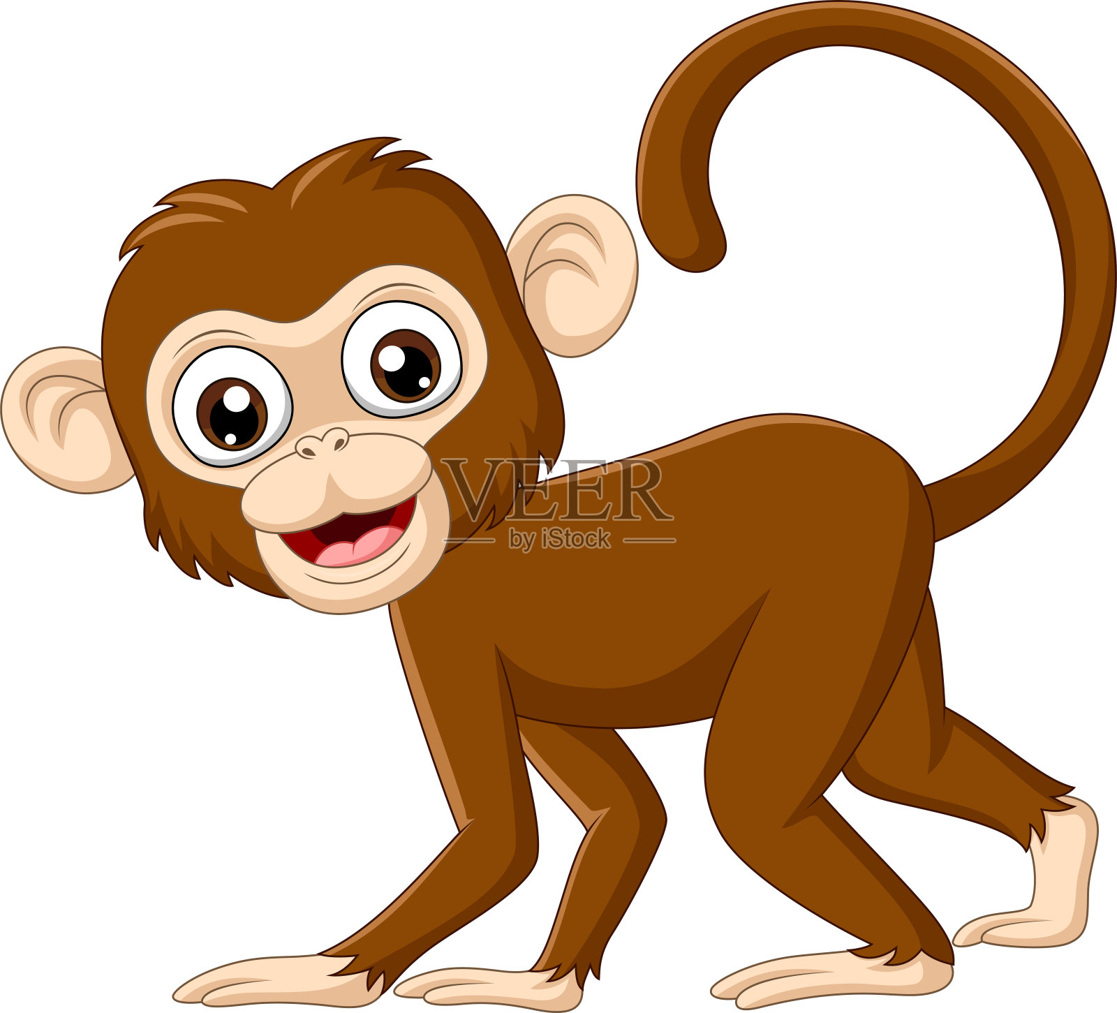 可爱的小猴子在白色的背景设计元素图片