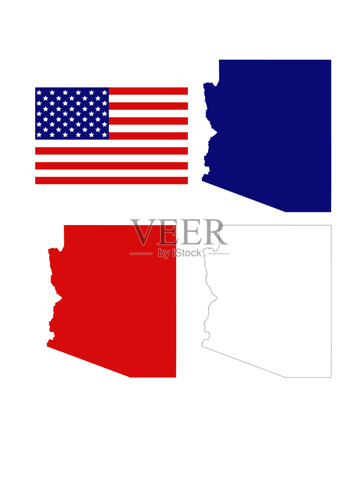 亚利桑那州地图上有美国国旗插画图片素材