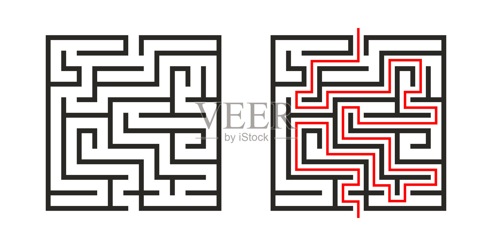 在正方形的迷宫 迷宫用解答 迷宫标志 背景查出的白色 向量例证. 插画 包括有 退出, 复杂, 休闲, 设计 - 119517707