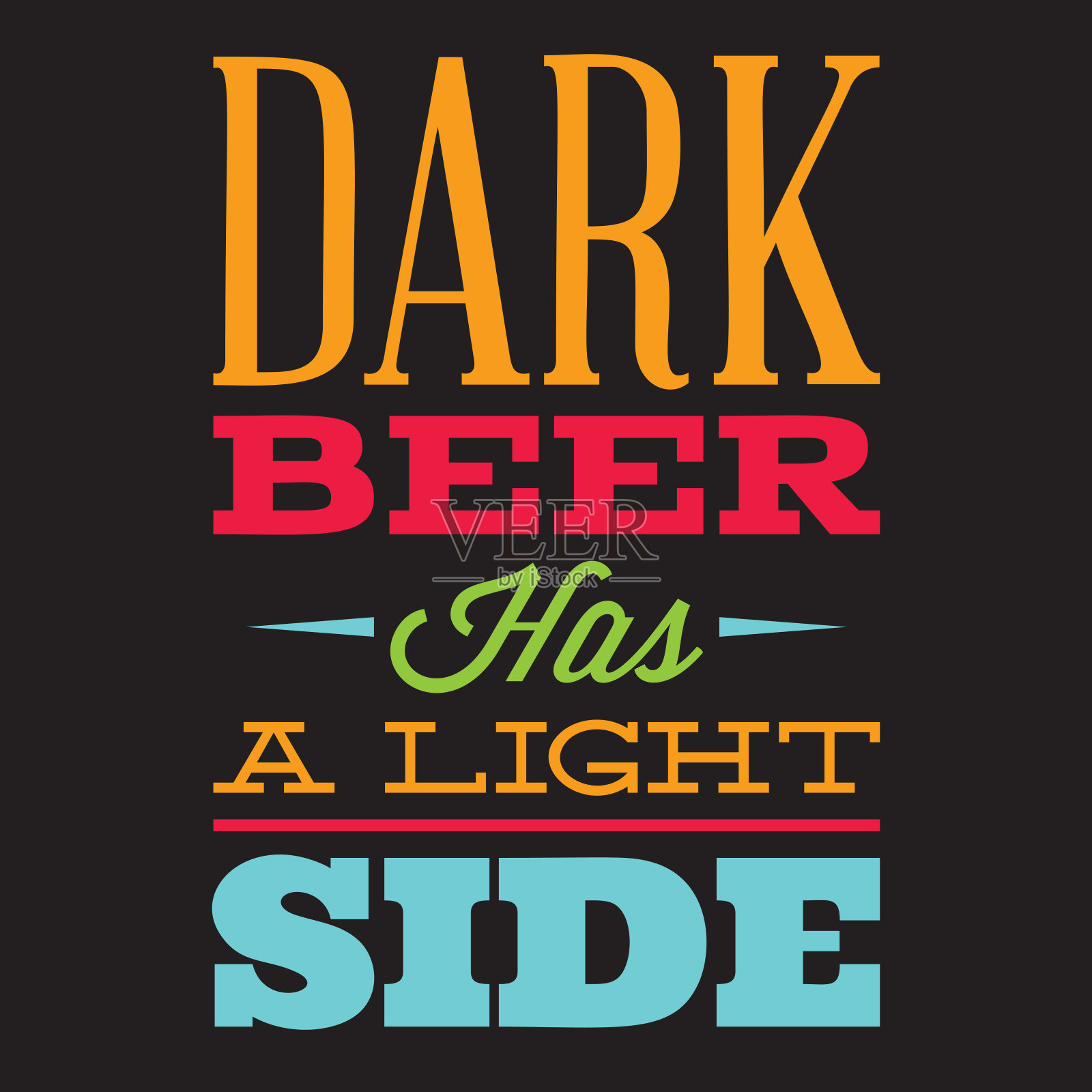 关于啤酒话题的程式化的引语向量集。黑色背景上的彩色文本插画图片素材