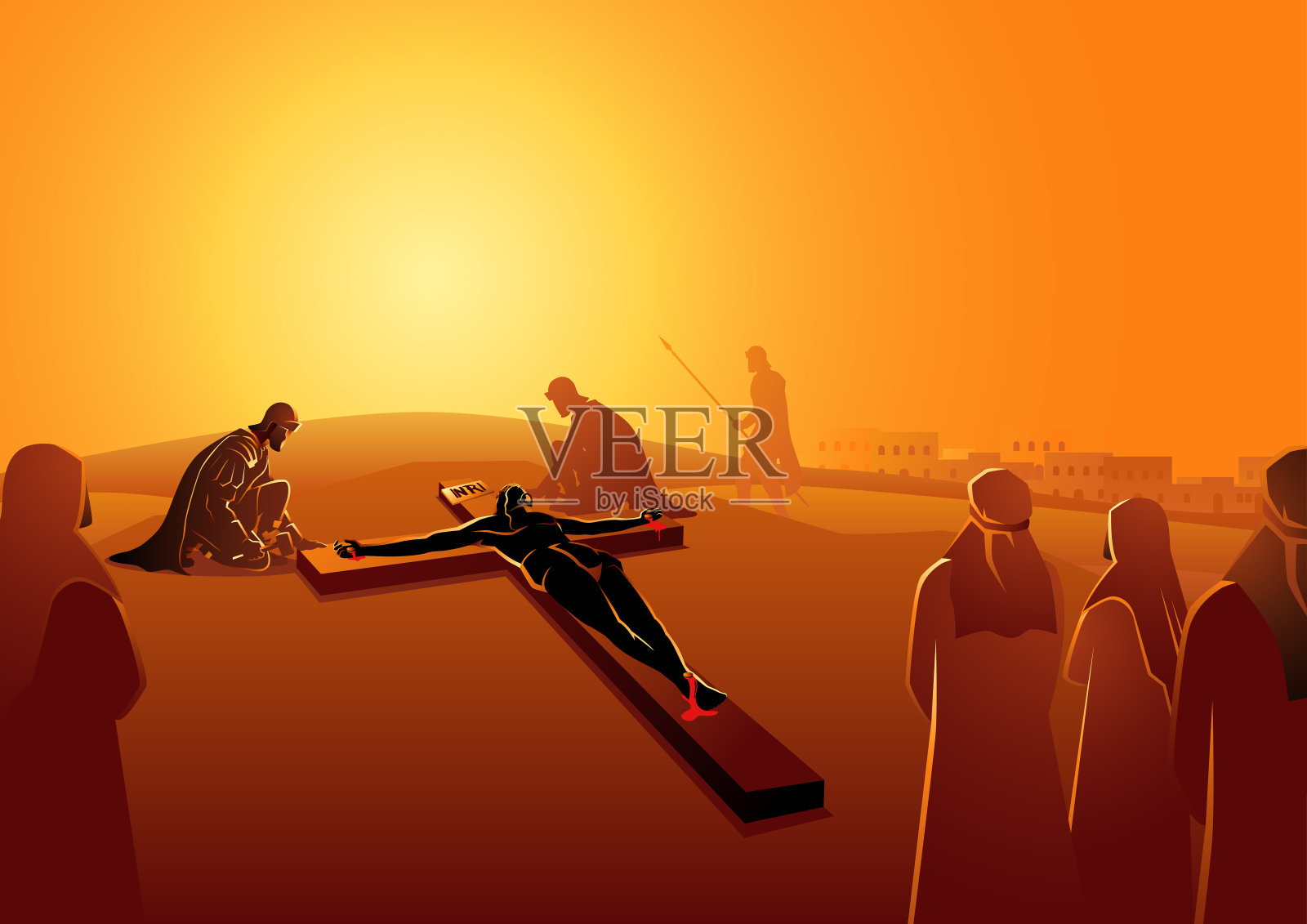 耶稣死在十字架上插画图片素材_ID:351714519-Veer图库