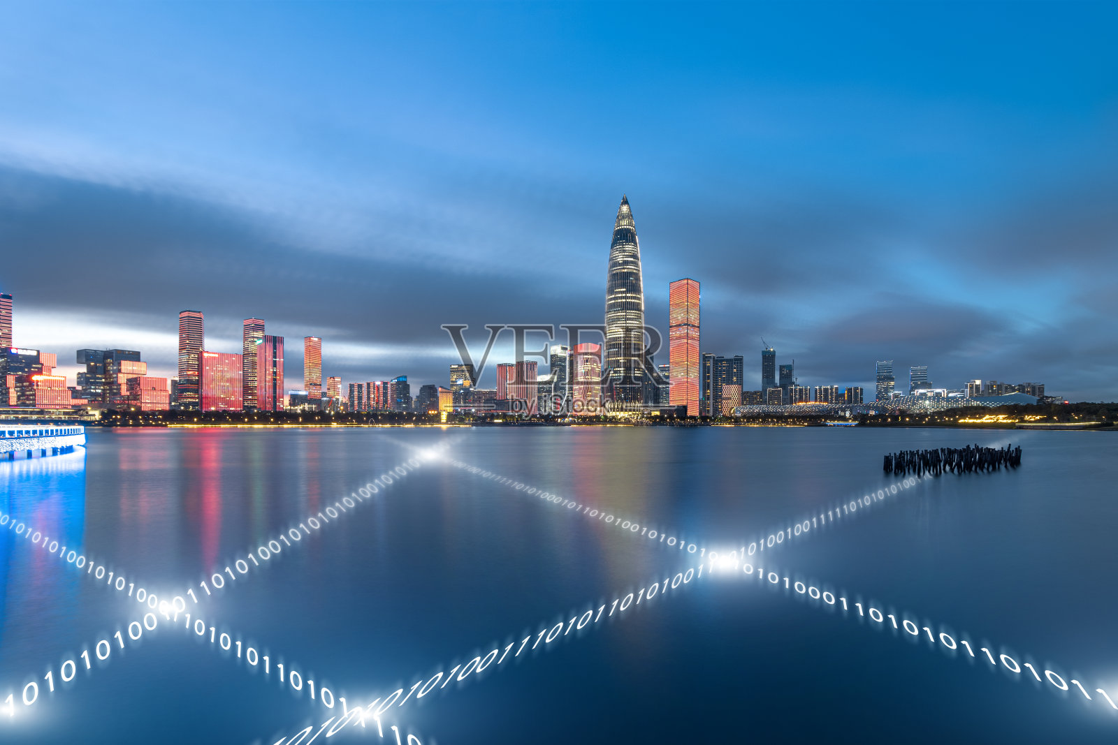 深圳城市建筑集群与大数据概念照片摄影图片