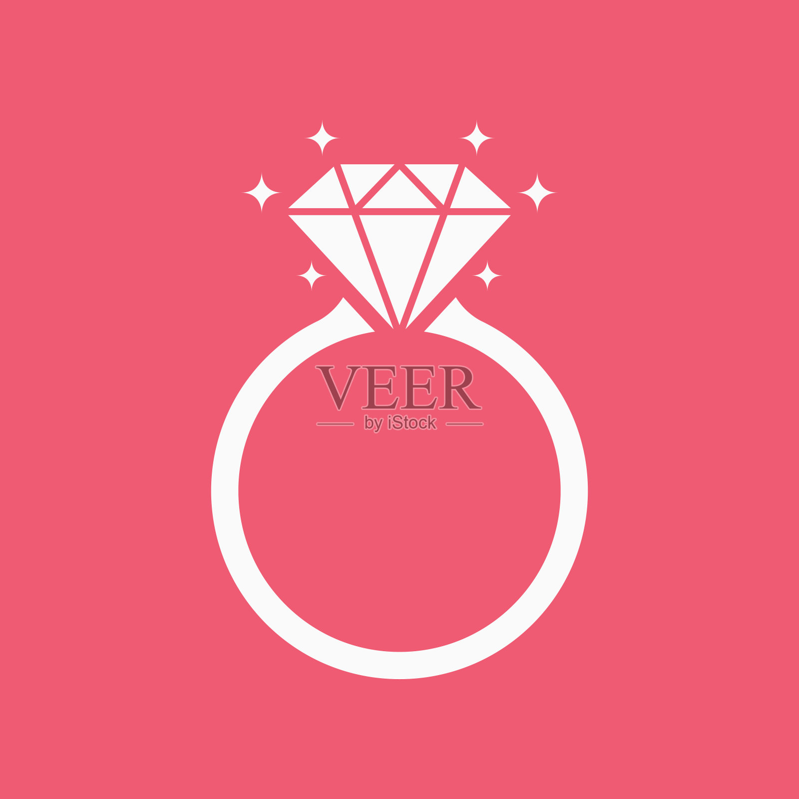 粉色背景上的钻石订婚戒指图标插画图片素材