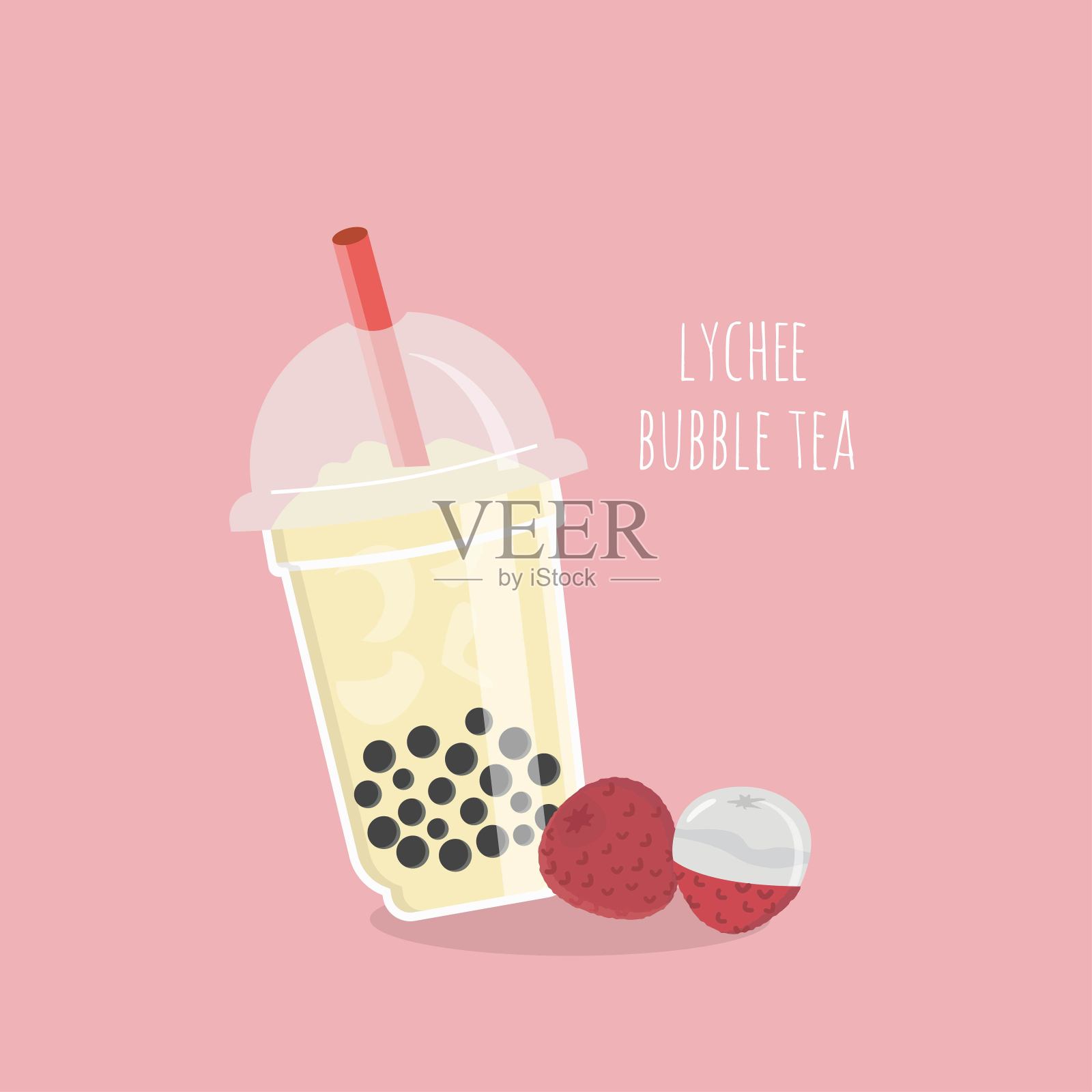荔枝奶茶还是珍珠奶茶的载体插画图片素材