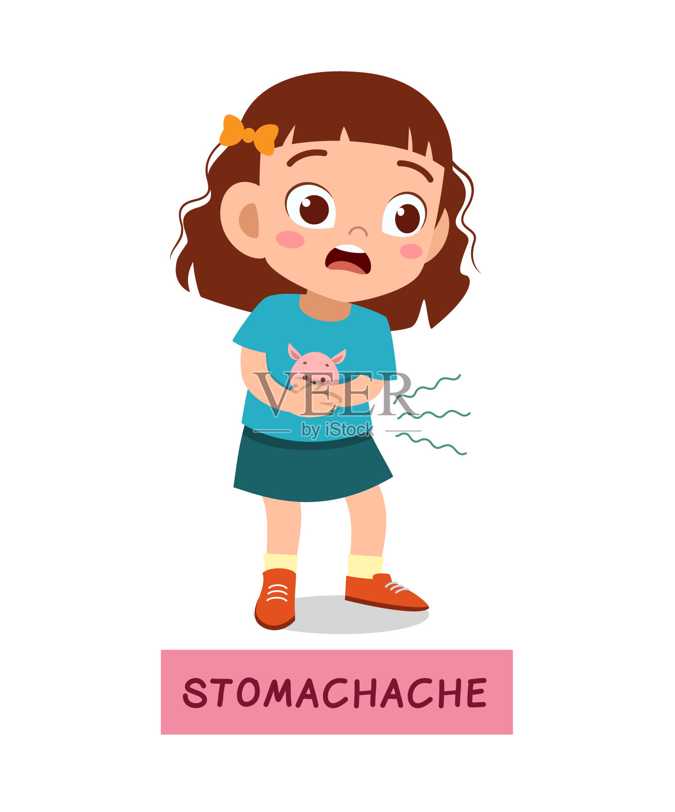 胃痛与人体消化器官，病媒说明插画图片素材_ID:133455479-Veer图库