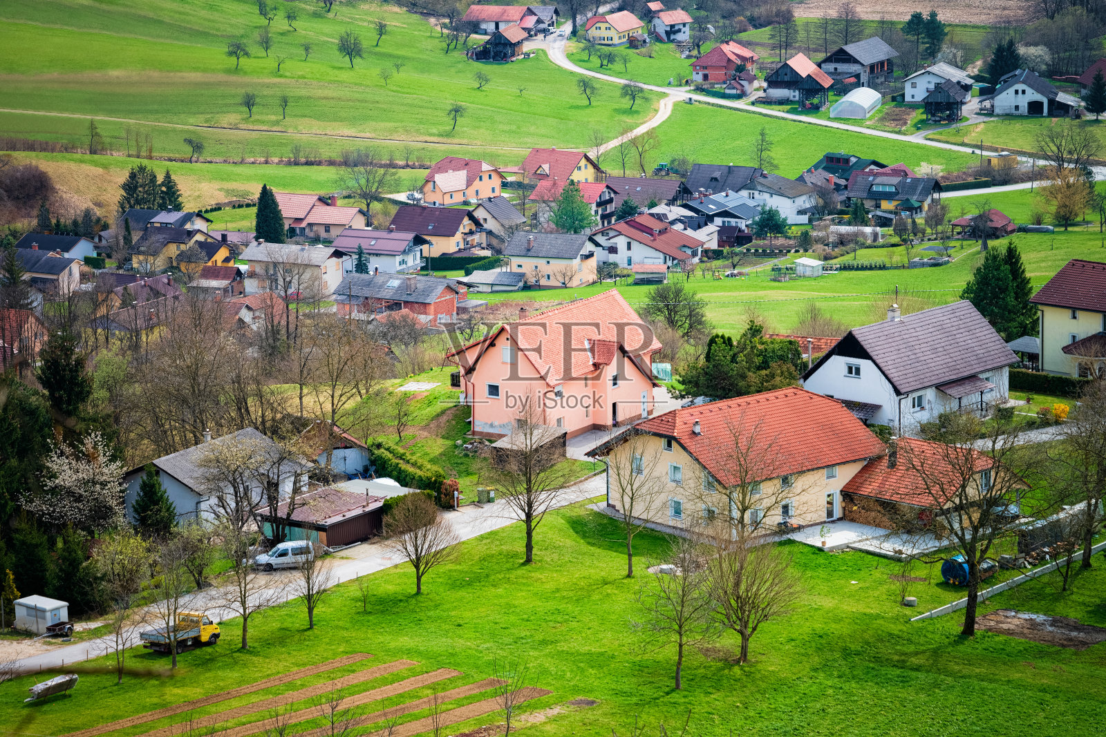 风景和山谷与Celje老城斯洛文尼亚照片摄影图片