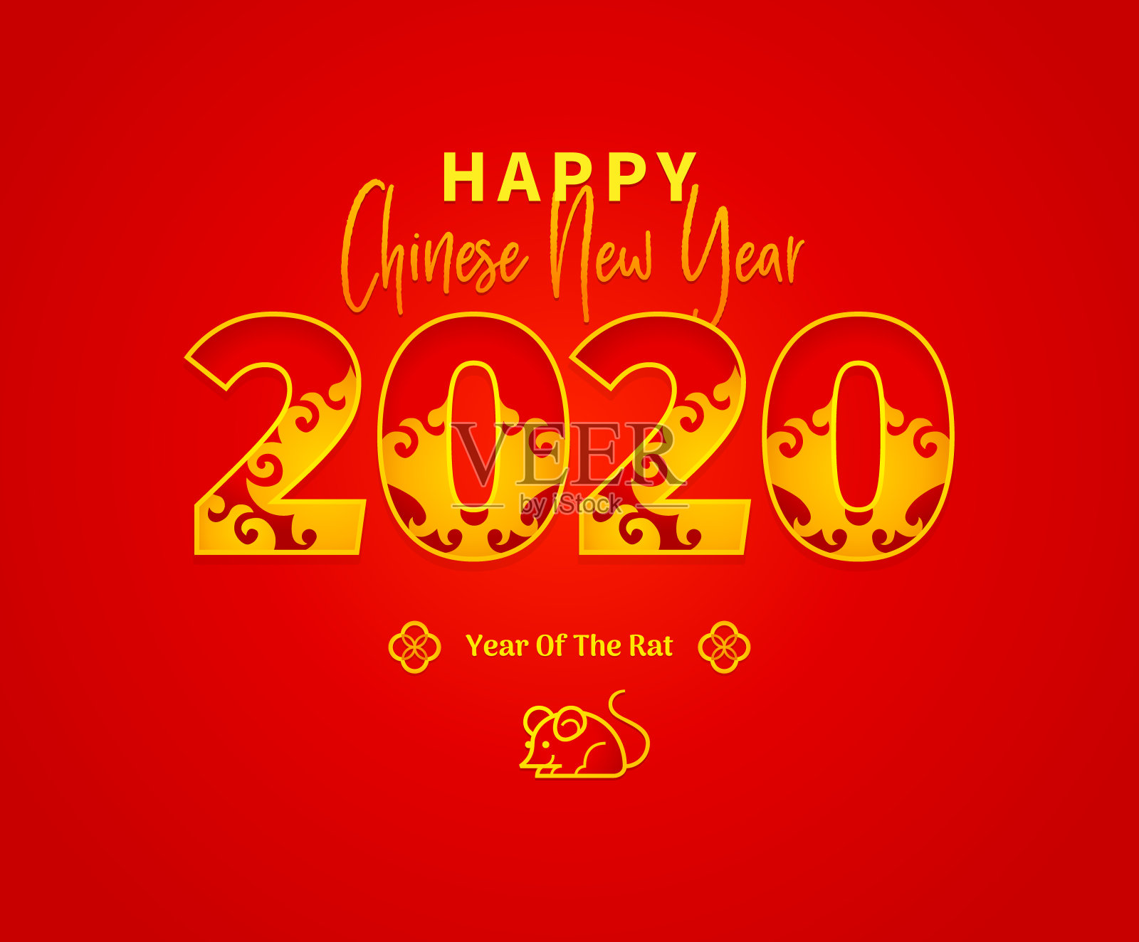 卡片上印有中国农历2020年的白色金属老鼠图案。插画图片素材
