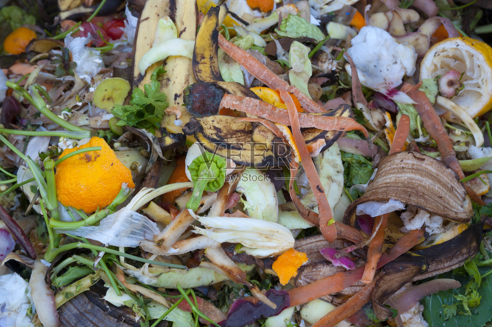 利用食物残渣和其他有机产品制造自制堆肥照片摄影图片