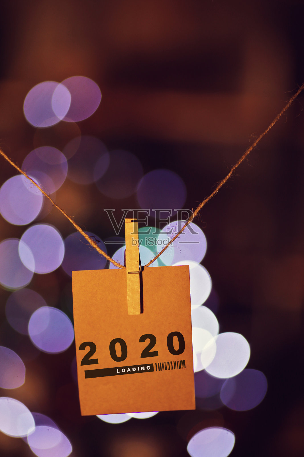 2020概念贺卡和彩灯照片摄影图片