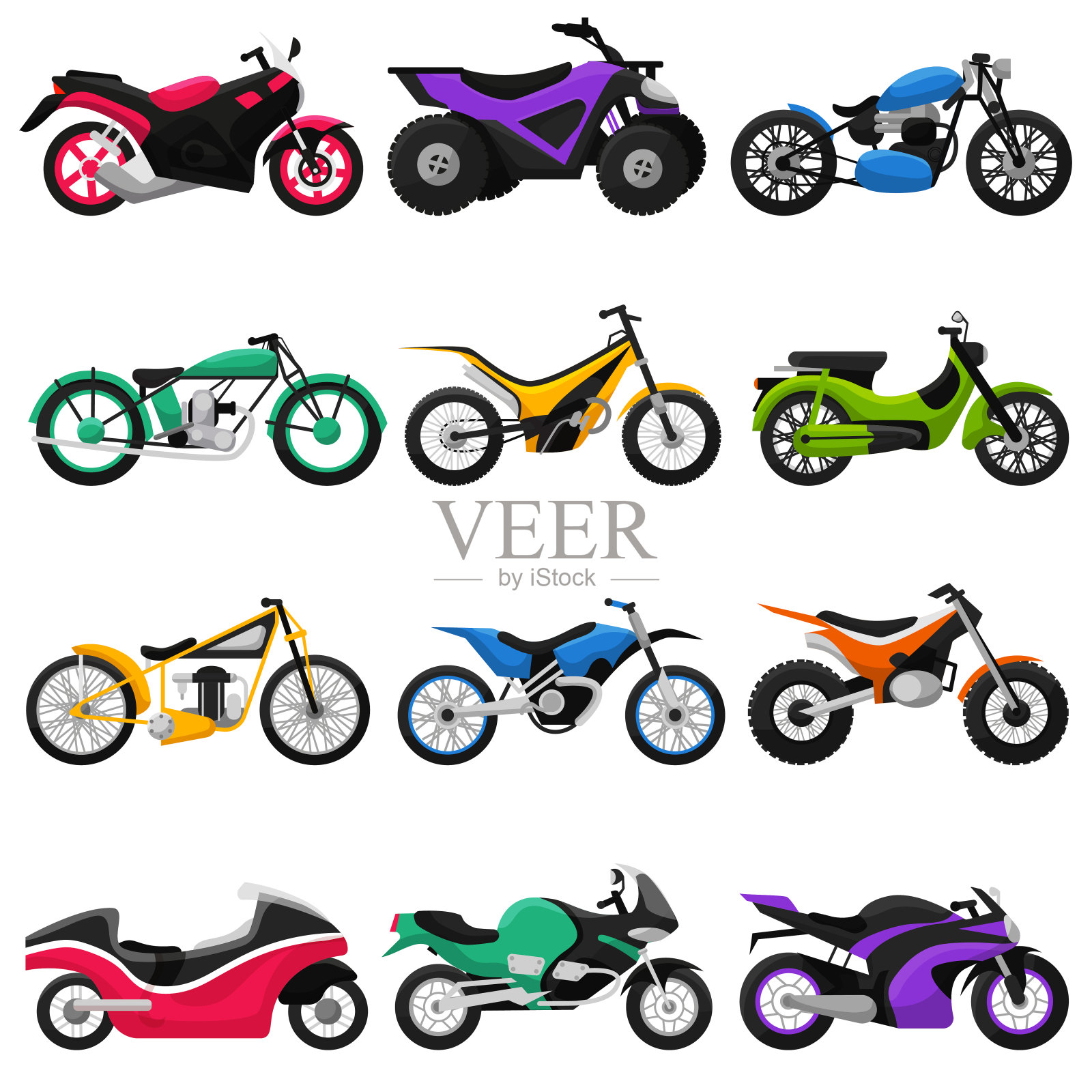 摩托车矢量摩托车和摩托车骑运输ch插画图片素材