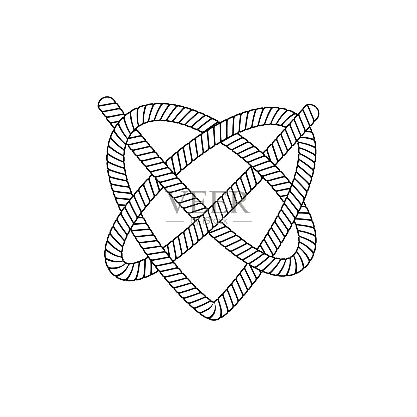 炉膛形状绳结符号孤立在白色背景插画图片素材