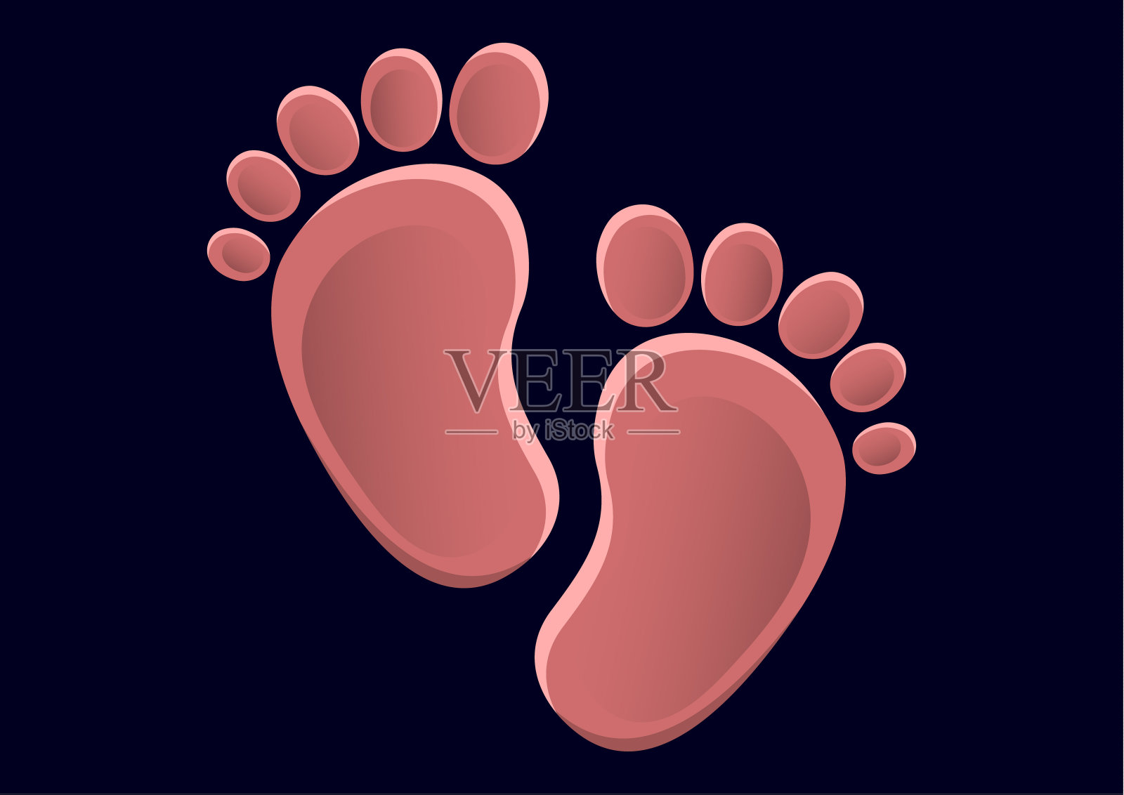 婴儿脚图标平面元素孤立在黑暗的背景。元素用于您的设计。设计元素图片