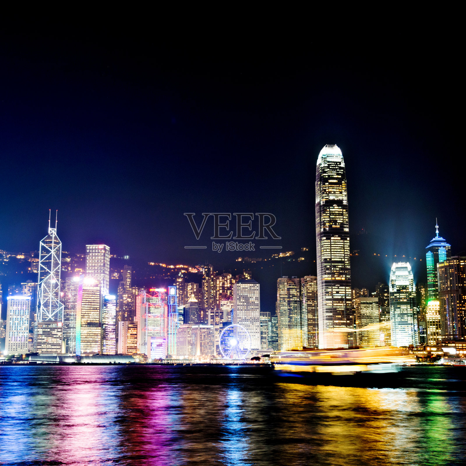 香港和维多利亚港的夜晚照片摄影图片