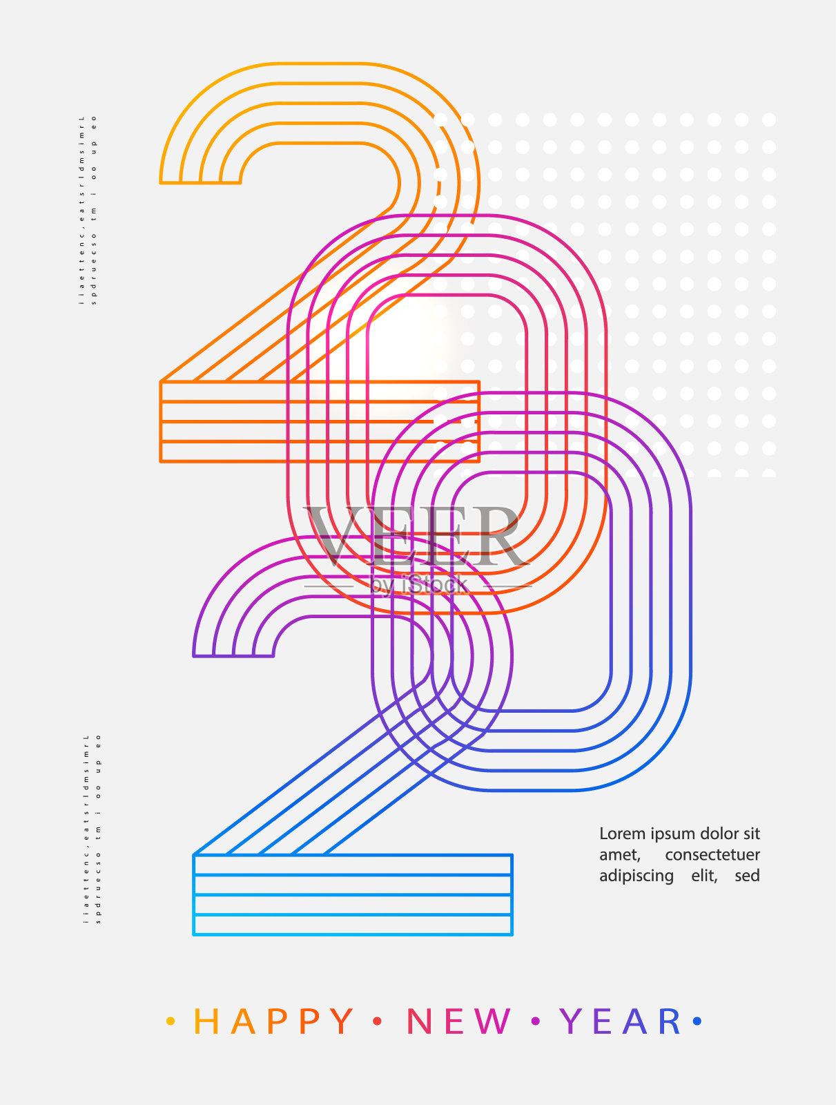 2020现代设计2020新年快乐数字极简主义的风格。向量的线性数字。贺卡设计。矢量图插画图片素材