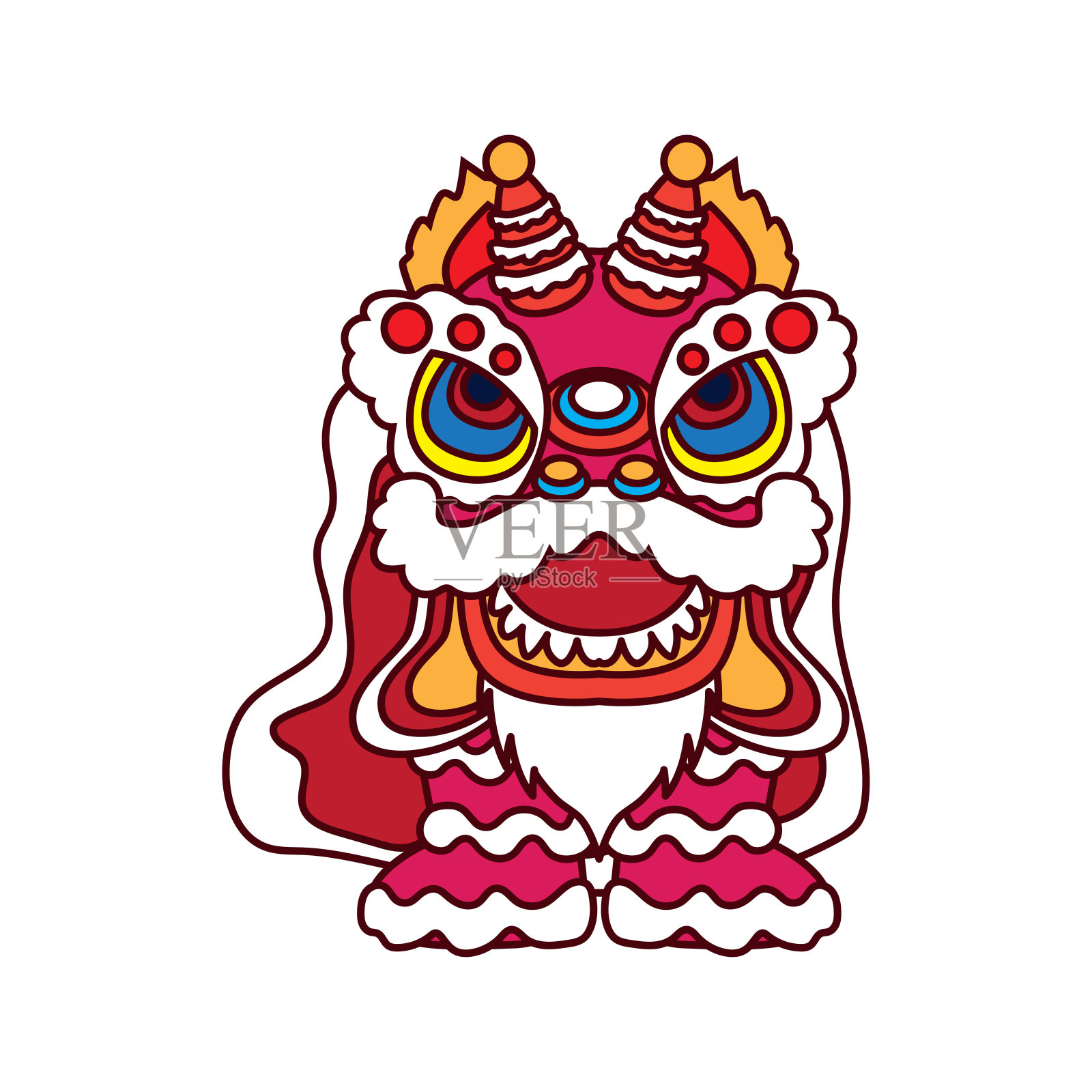 舞狮是中国新年的节日。矢量图设计元素图片