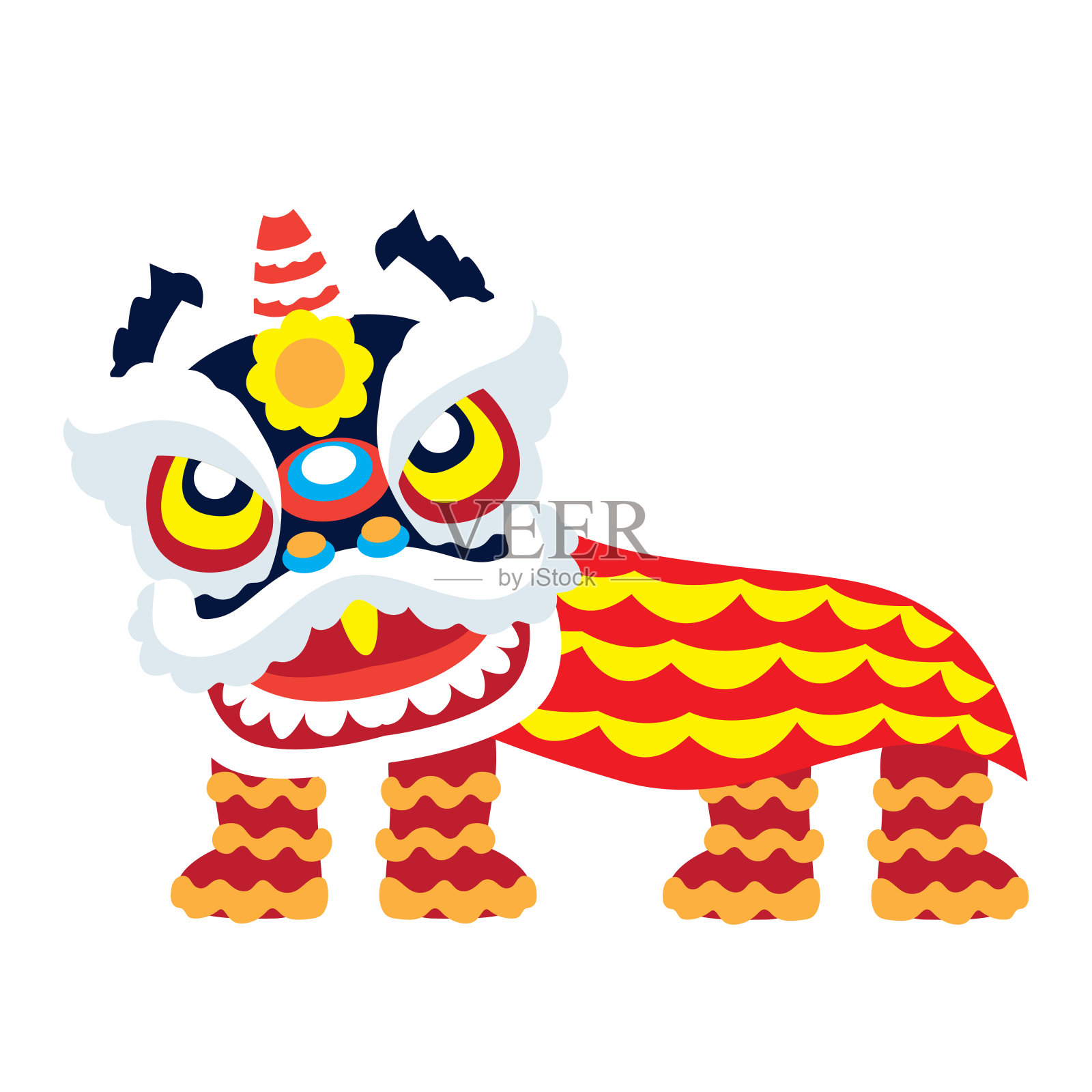 舞狮是中国新年的节日。矢量图设计元素图片