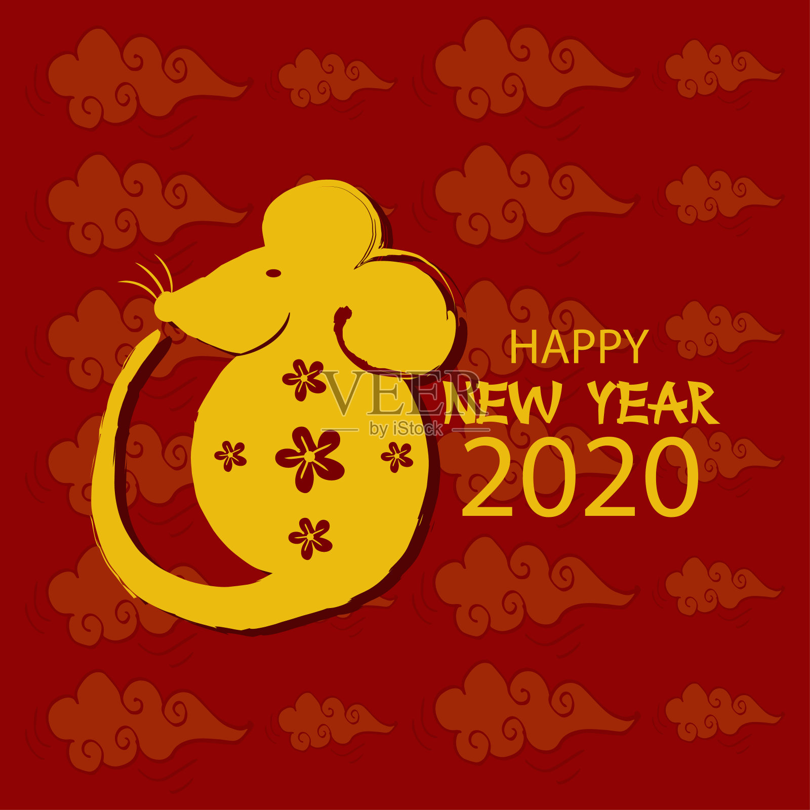 鼠人2020年新年快乐。设计模板素材