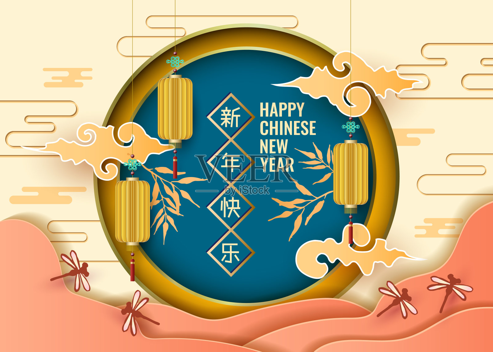 经典的中国新年背景插画图片素材