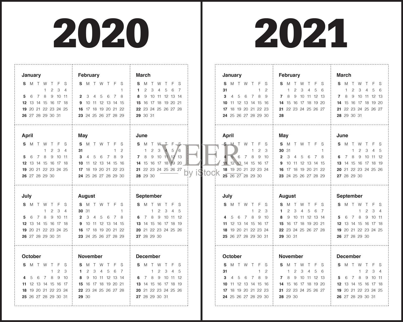 2020年2021年日历矢量设计模板设计模板素材