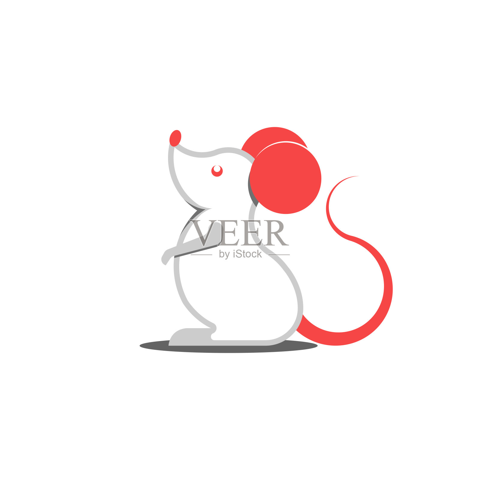 大鼠红耳朵标志卡通人物鼠标创意标志中国新年2020。设计元素图片