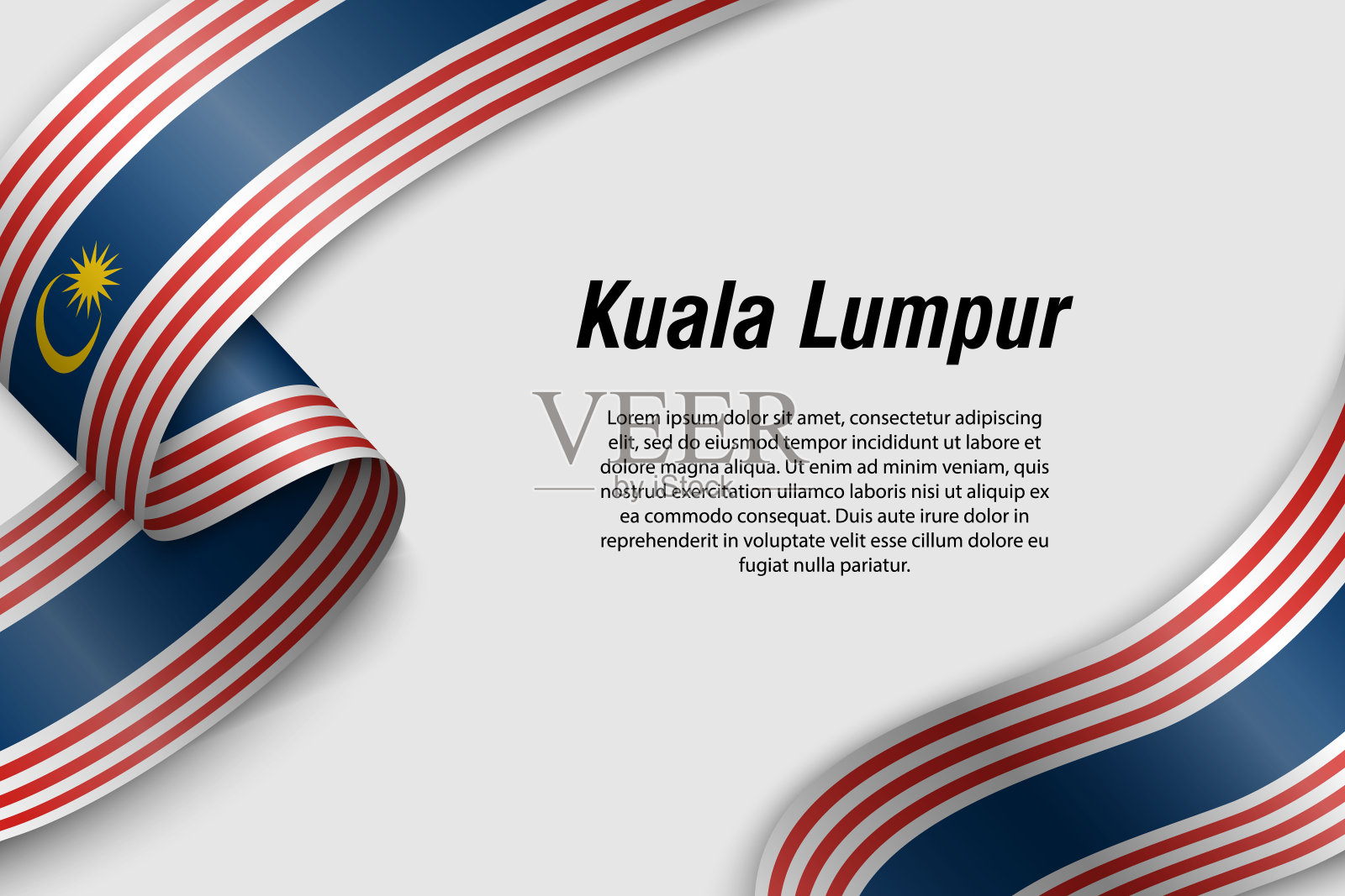 挥舞着带有马来西亚国旗的丝带或旗帜插画图片素材